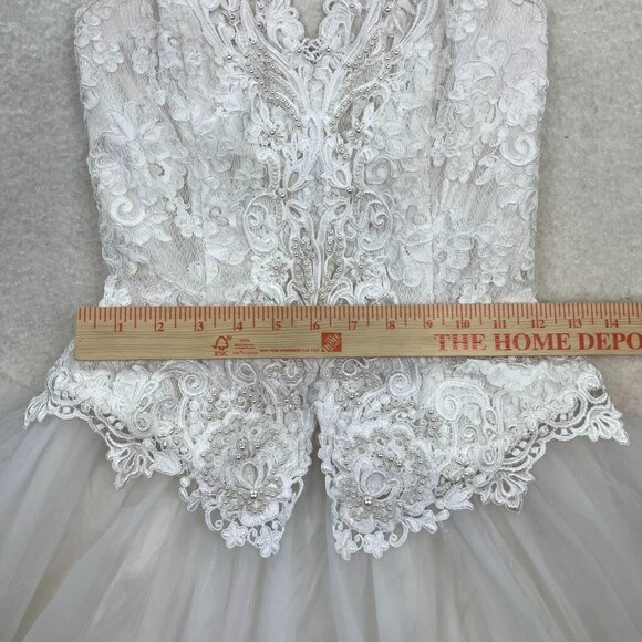 Vintage Jessica McClintock White Princess Beaded Halter Wedding Dress Size 6 - Picture 6 of 10